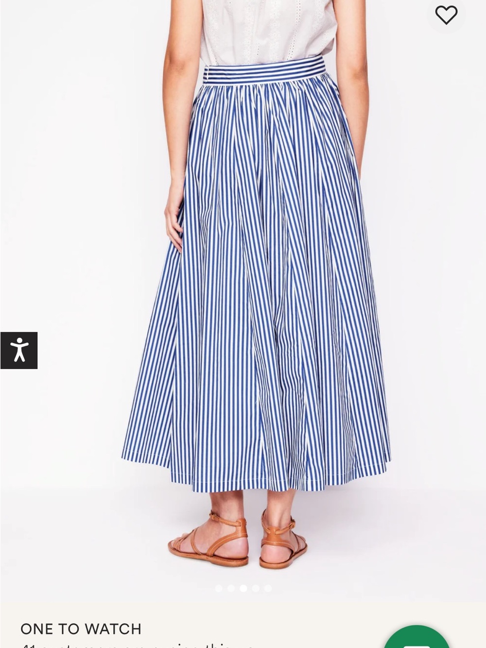 Boden Blue and White Striped A-Line Midi Skirt - Picture 4 of 5
